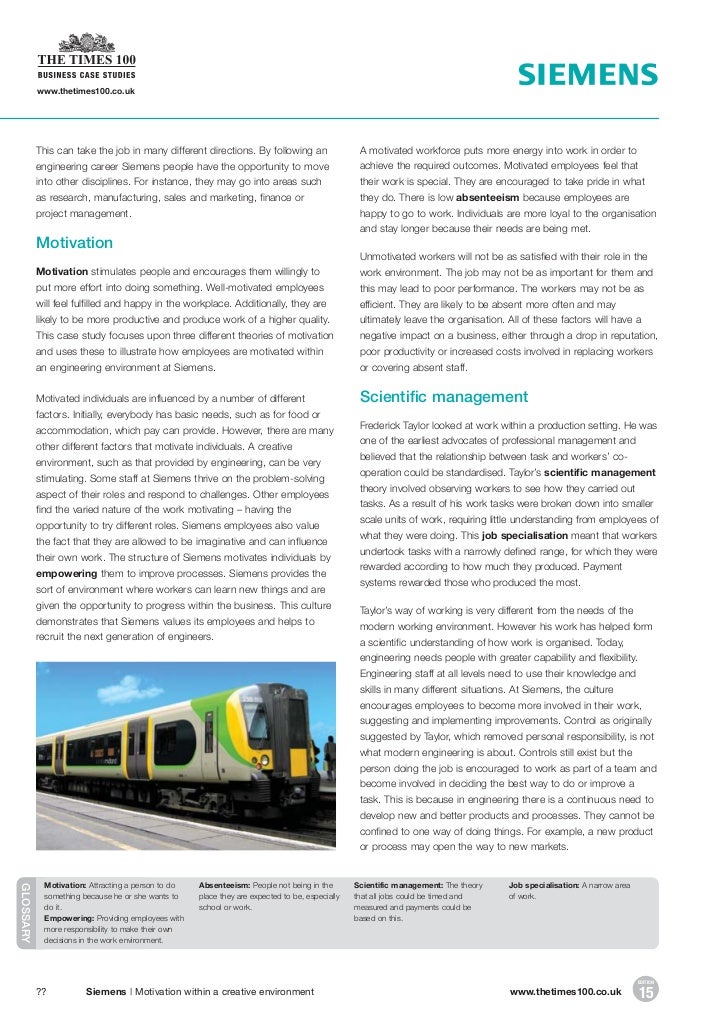 motivation within a creative environment a siemens case study motivation within a creative environment a siemens case study